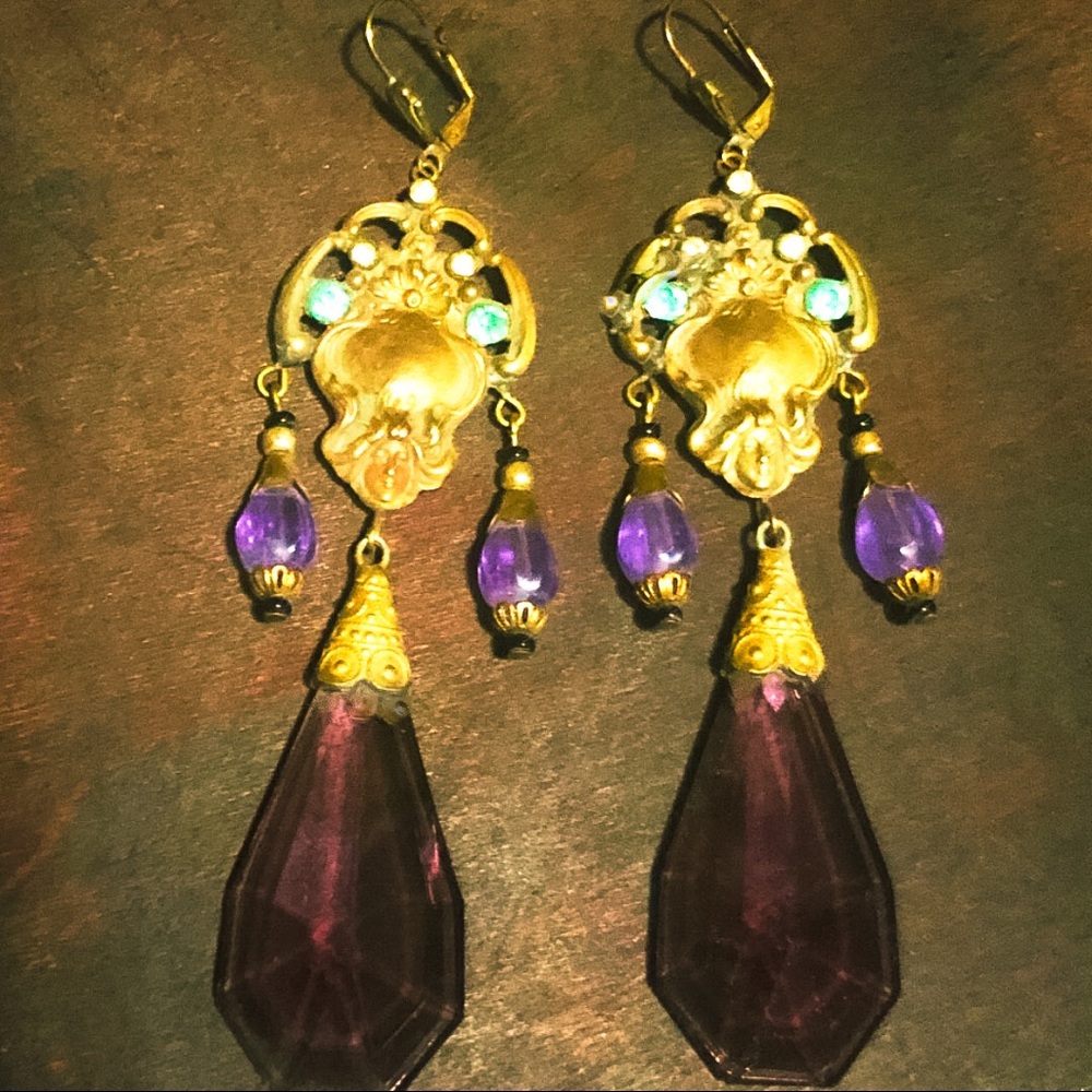 Never Worn Antique Czech Glass Earrings